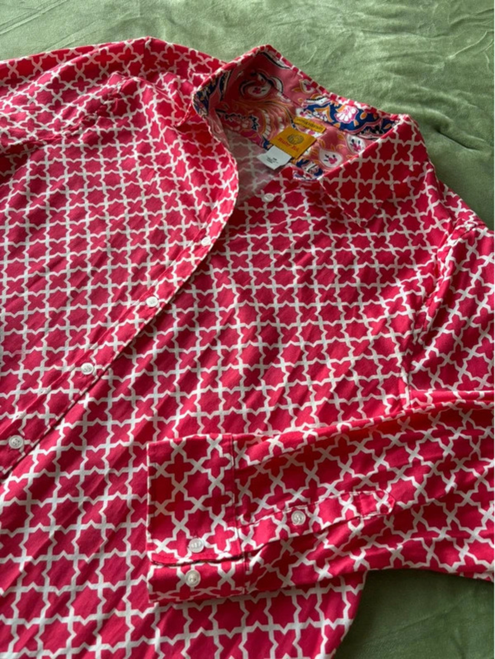 Ruby Rd. Women's Size 18 Pink Coral Geometric Print Button-Up Shirt